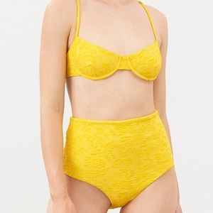 NWT Mara Hoffman Yellow Floral Jacquard Bikini